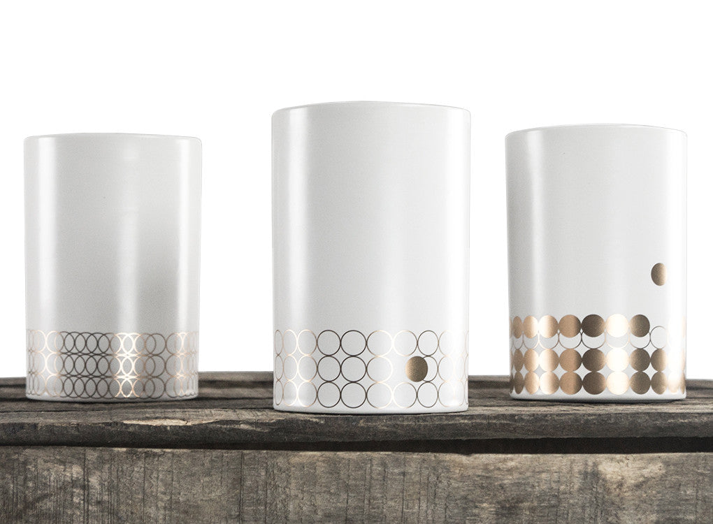 Portobello insulated porcelain mug collection in white and gold