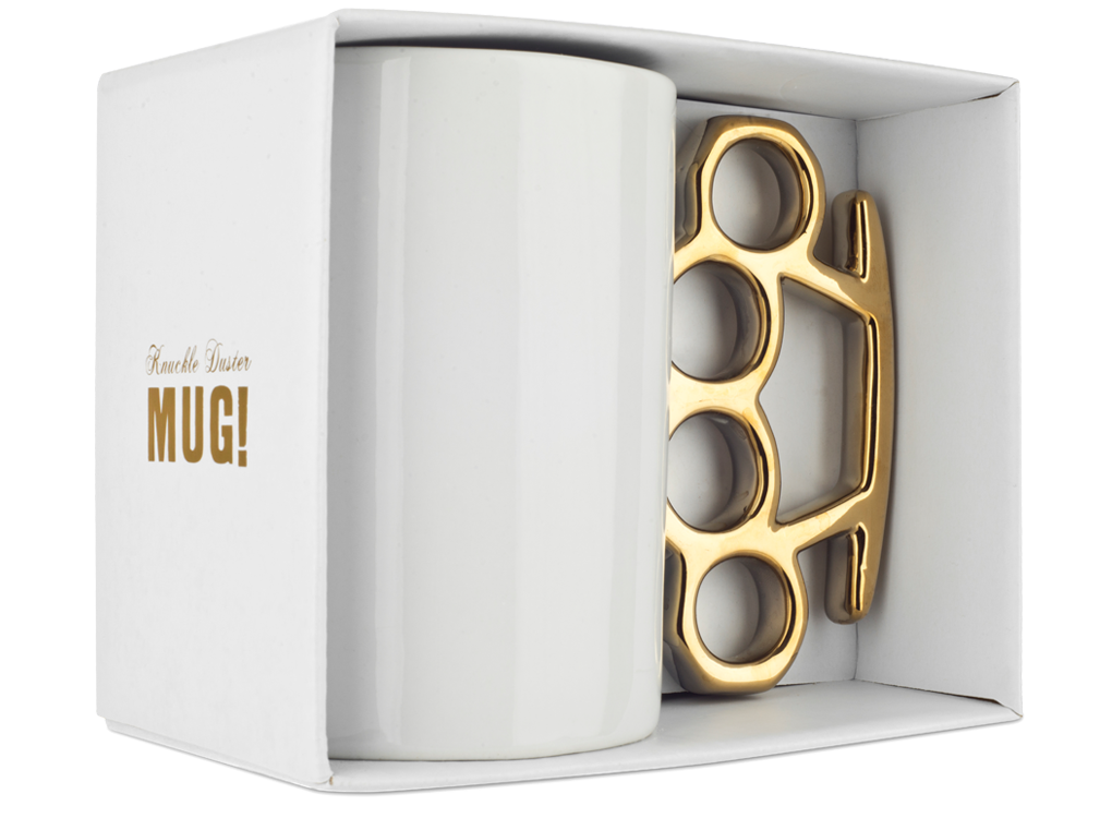 White and Gold Knuckle Duster Mug in gift box by THABTO