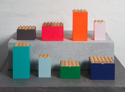 Wooden Pyramid storage boxes for jewellery and stationary by Korridor Design