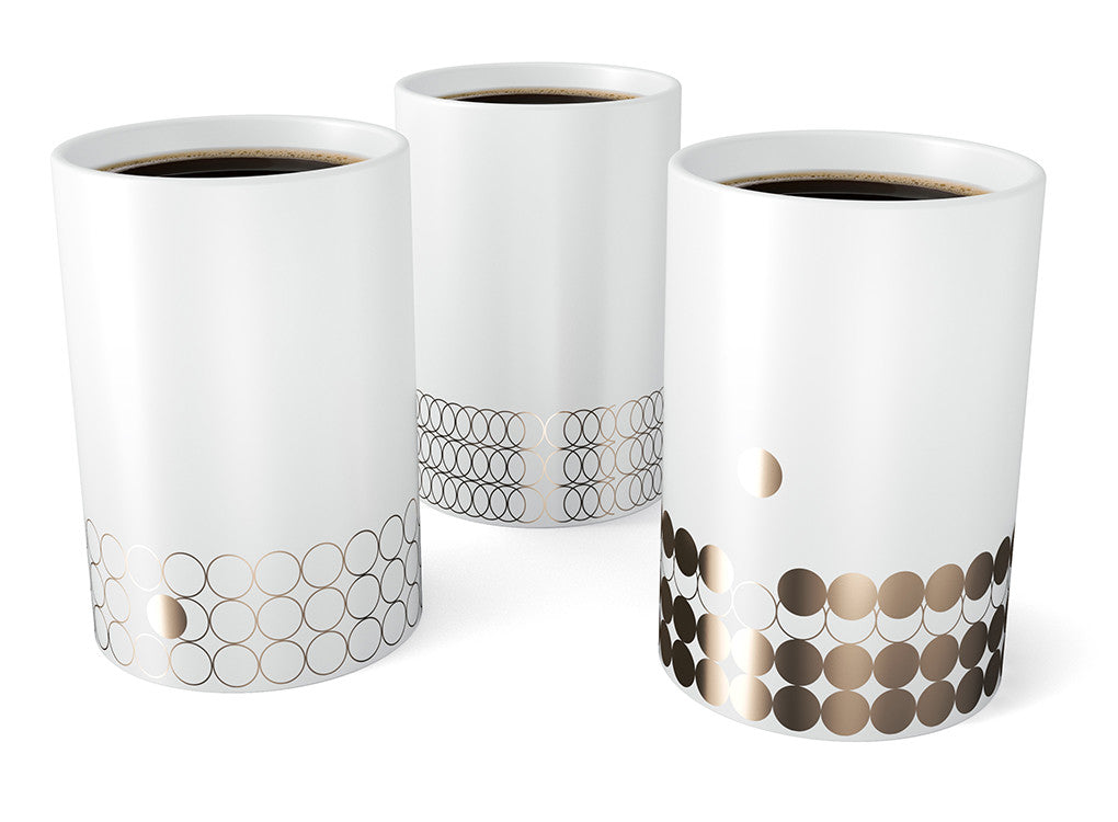 Portobello insulated porcelain mug collection in white and gold