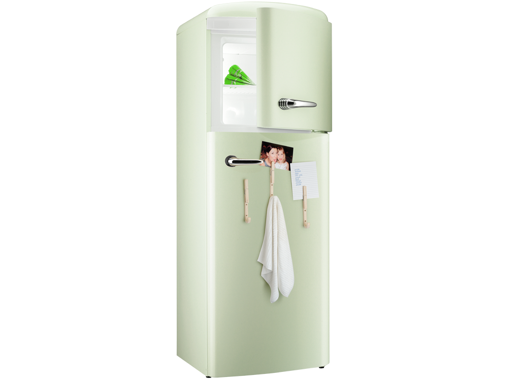 Magnetic wooden hooks on a fridge with handy pegs tea towel storage