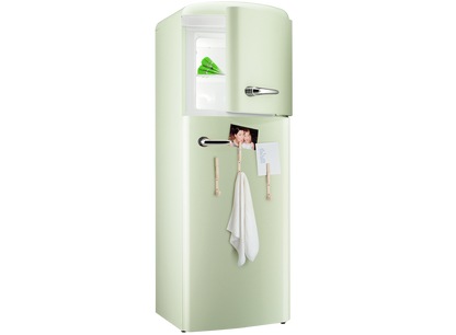 Magnetic wooden hooks on a fridge with handy pegs tea towel storage