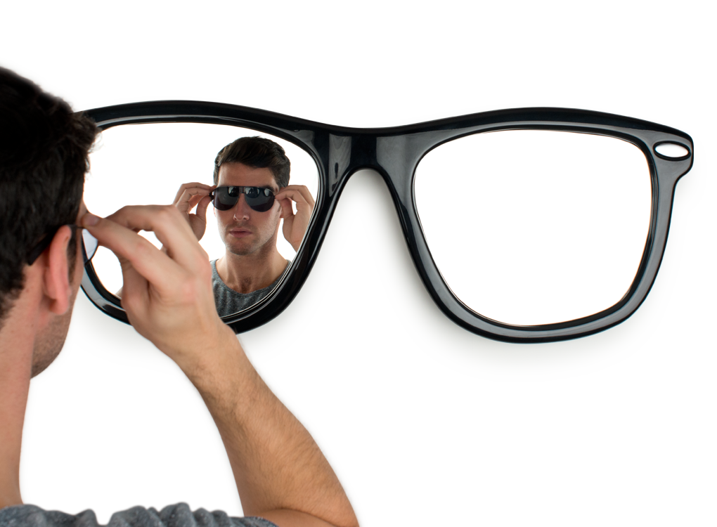 Looking Good wall mounted wayfarer mirror in black by THABTO