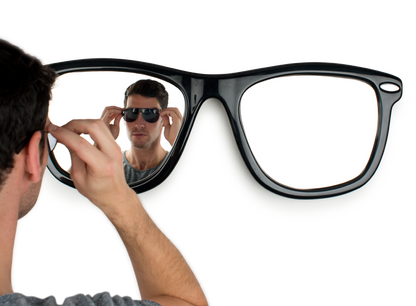 Looking Good wall mounted wayfarer mirror in black by THABTO